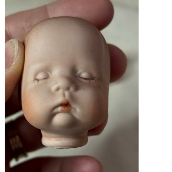 Vintage Sugar Lump Baby Doll Head & Hands Set C – Bisque Craft Parts - Picture 6 of 11